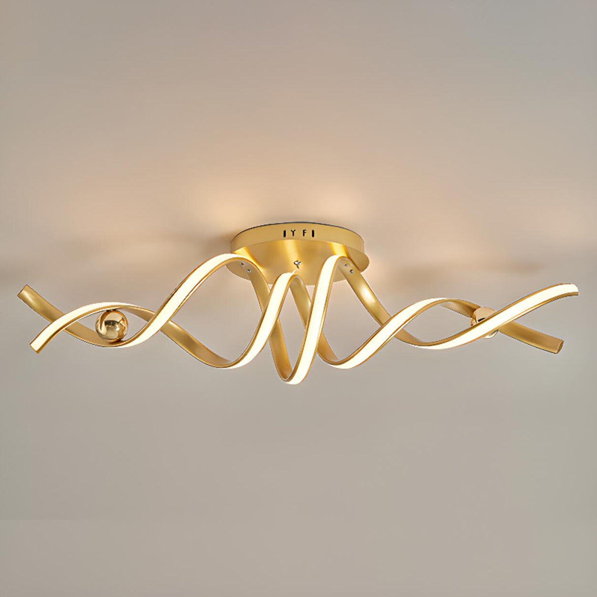 Spiral Strip Semi-Flush Mount Lamp 2 Lights Living Room Image - 8