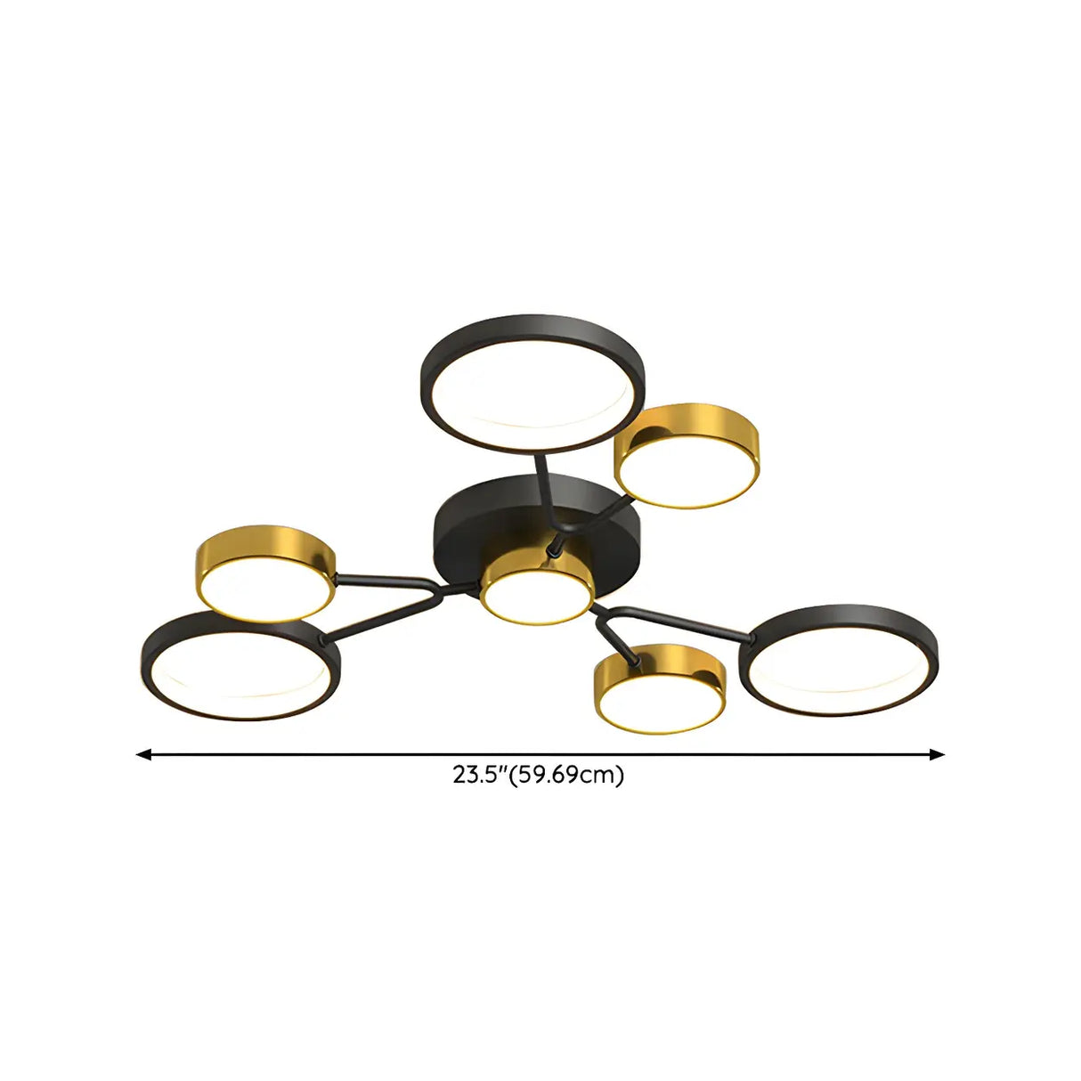 Sputnik Black Circular Semi-Flush Mount Light 7-Light