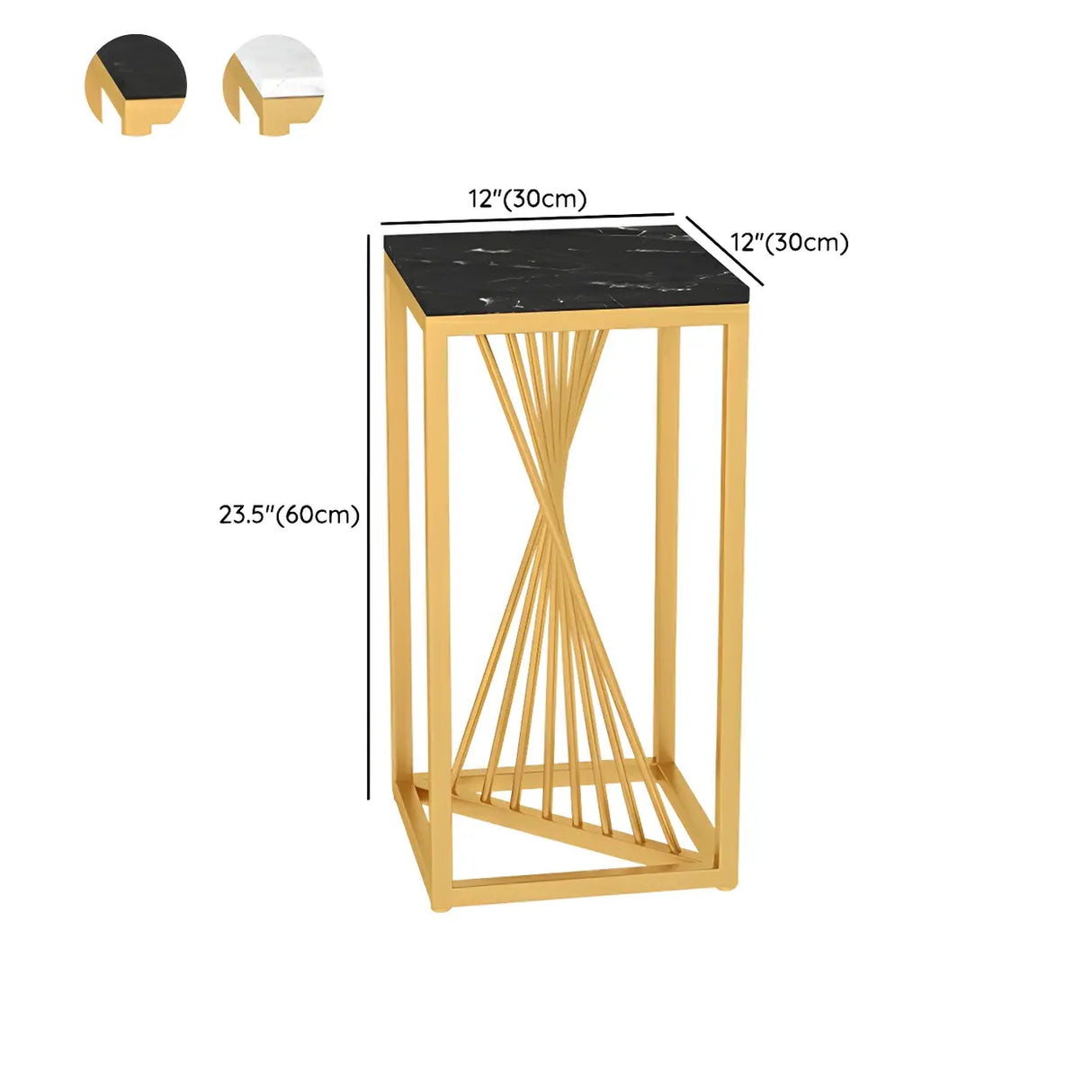 Square Gold Metal Frame Display Table Plant Stand Black