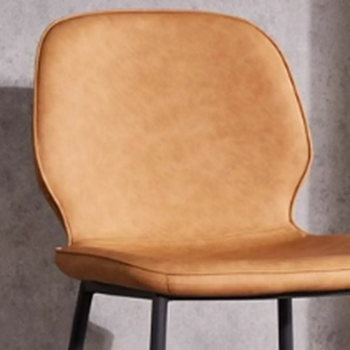 Square Leather Low Back Bar Stool with Metal Legs Image - 8