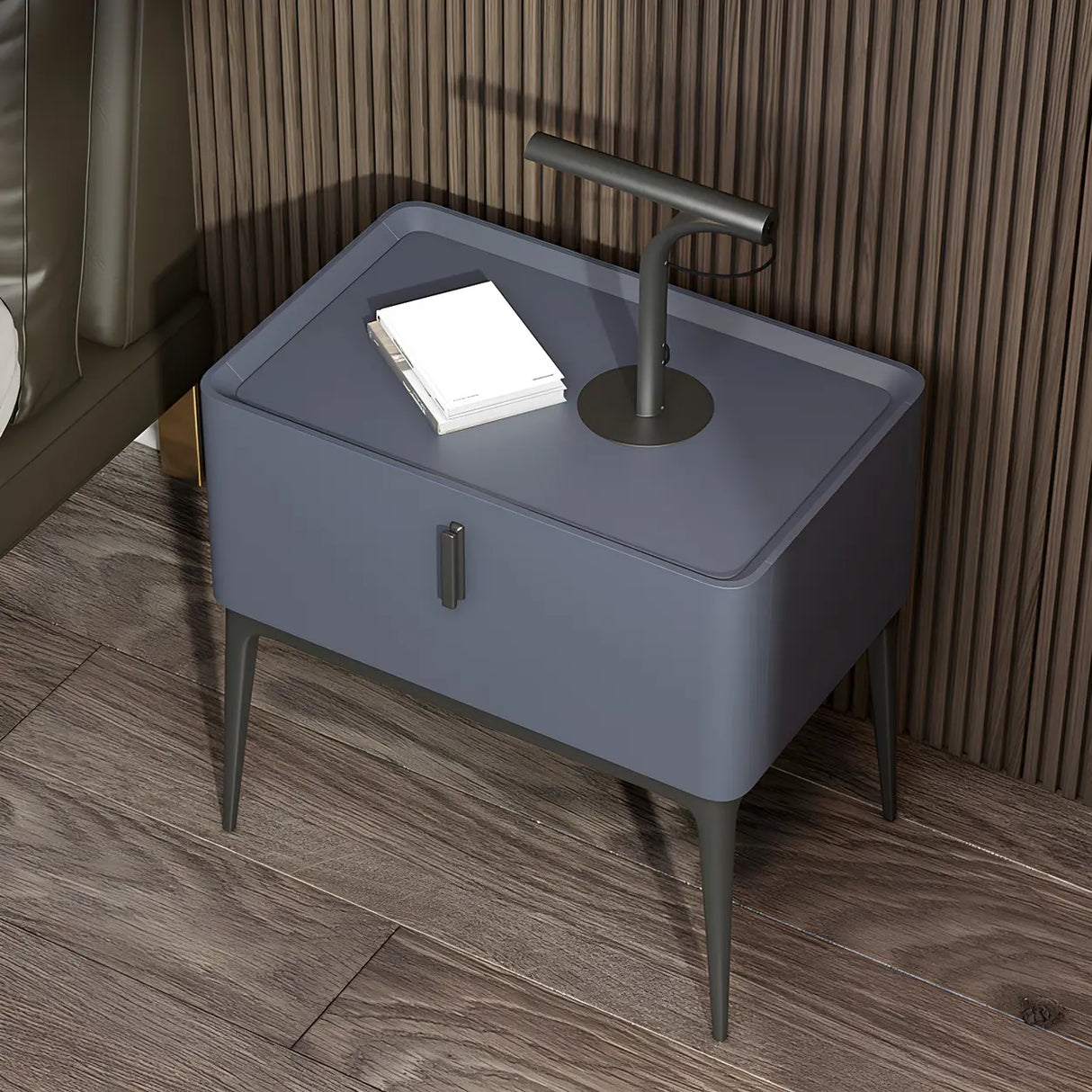 Square Marble Top Beige Drawer Storage Modern Nightstand Image - 14