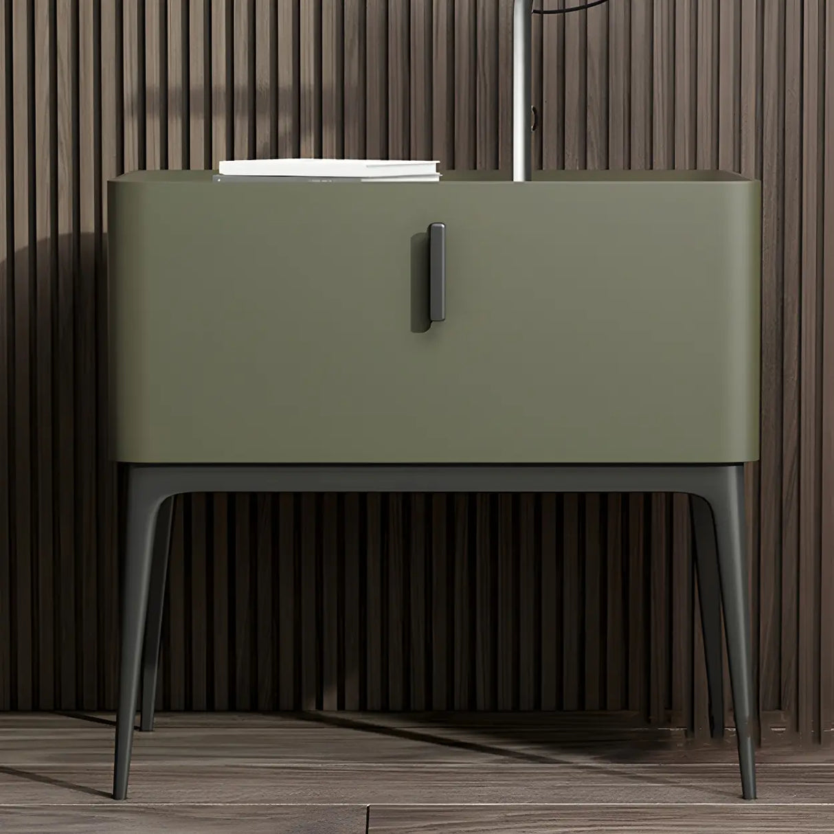 Square Marble Top Beige Drawer Storage Modern Nightstand Image - 18