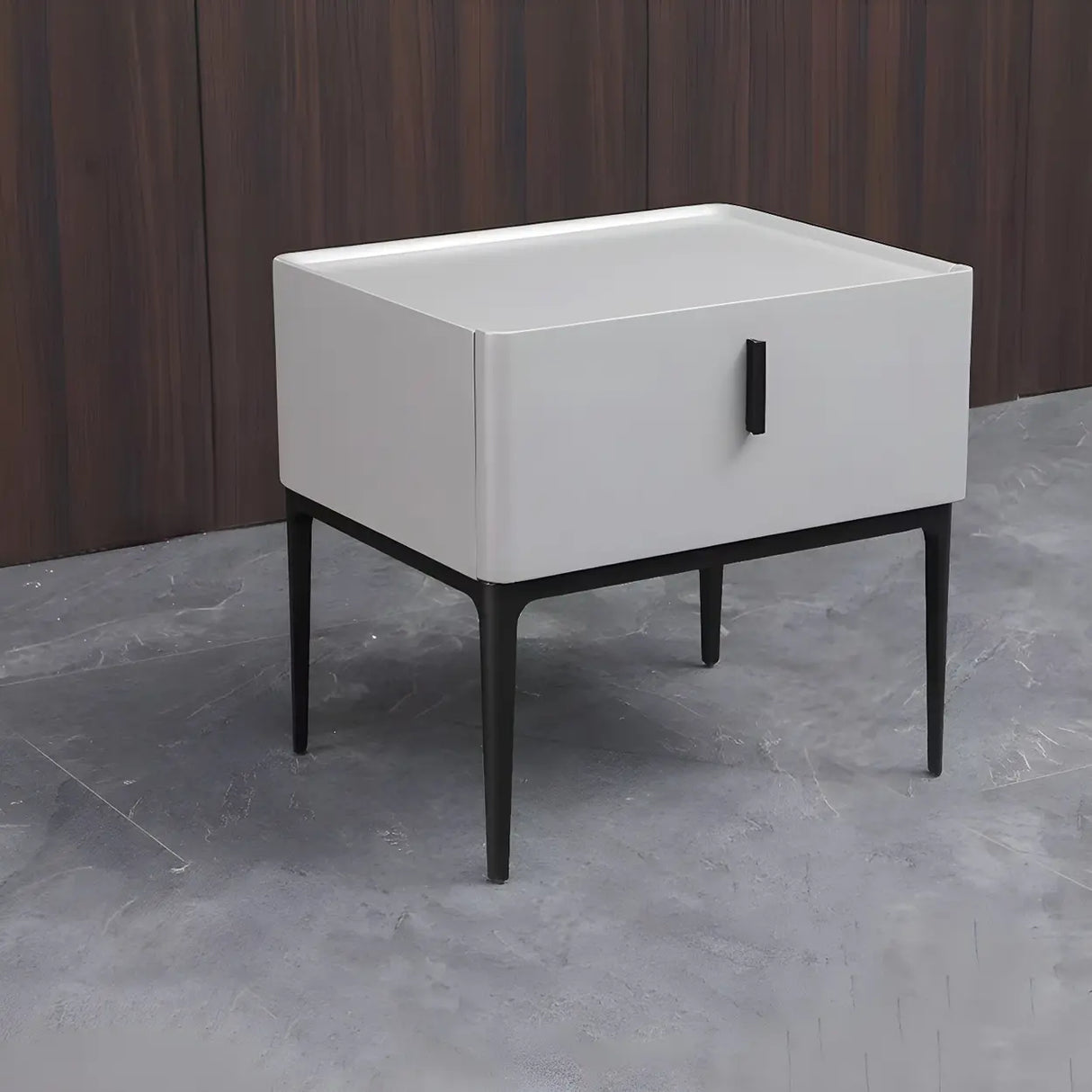 Square Marble Top Beige Drawer Storage Modern Nightstand Image - 19
