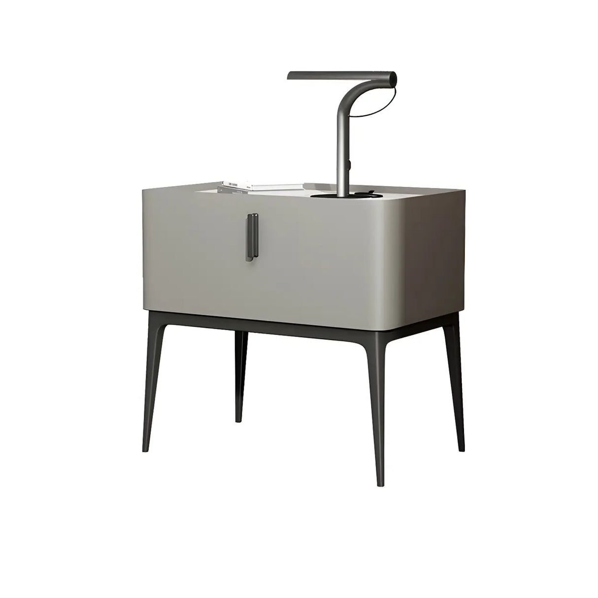 Square Marble Top Beige Drawer Storage Modern Nightstand Image - 23