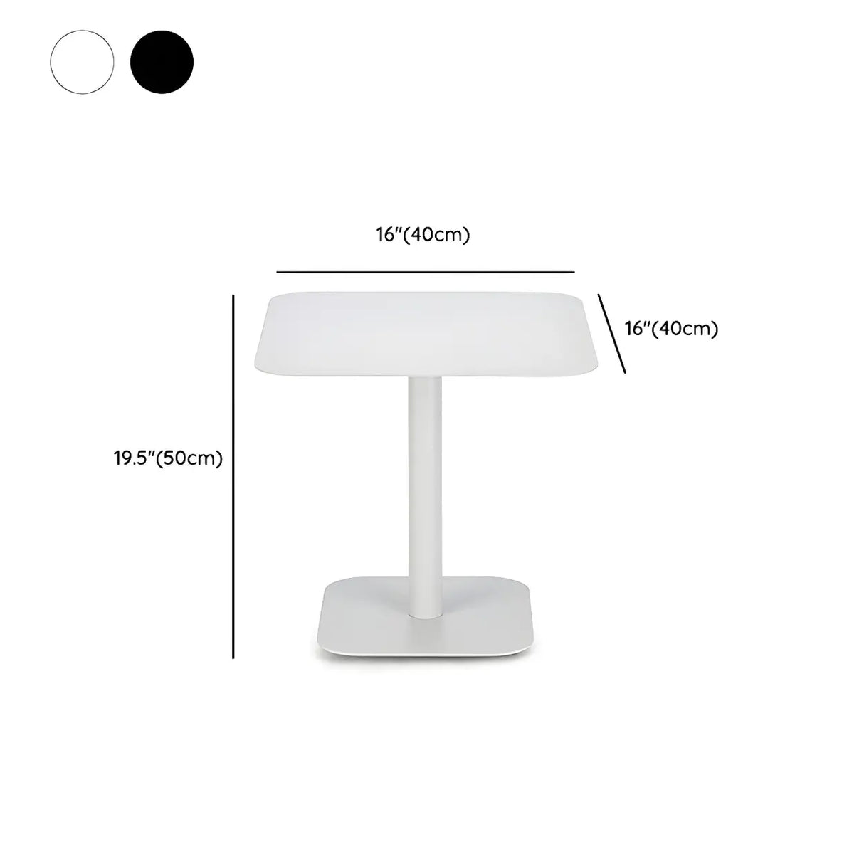 Square Metal Pedestal White Versatile Outdoor End Table