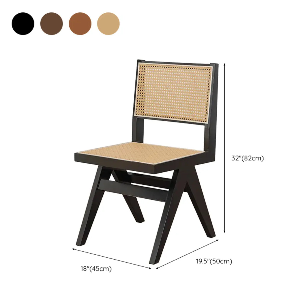 Square Open Back Armless Braided Rope Wood Dining Chair Image - 19