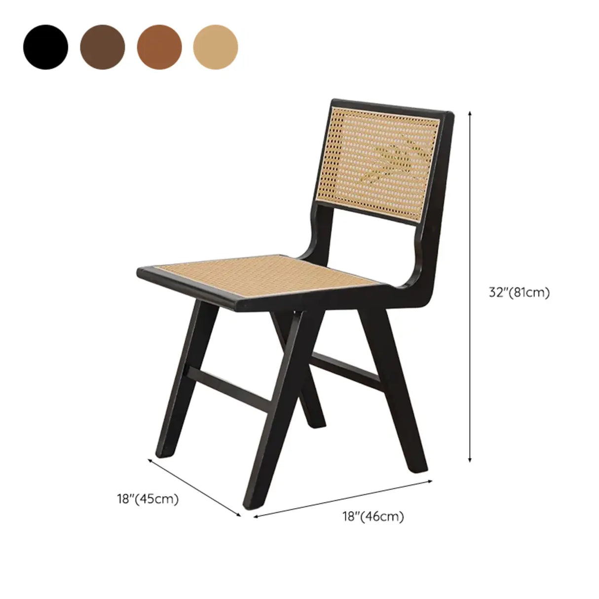 Square Open Back Armless Braided Rope Wood Dining Chair Image - 20