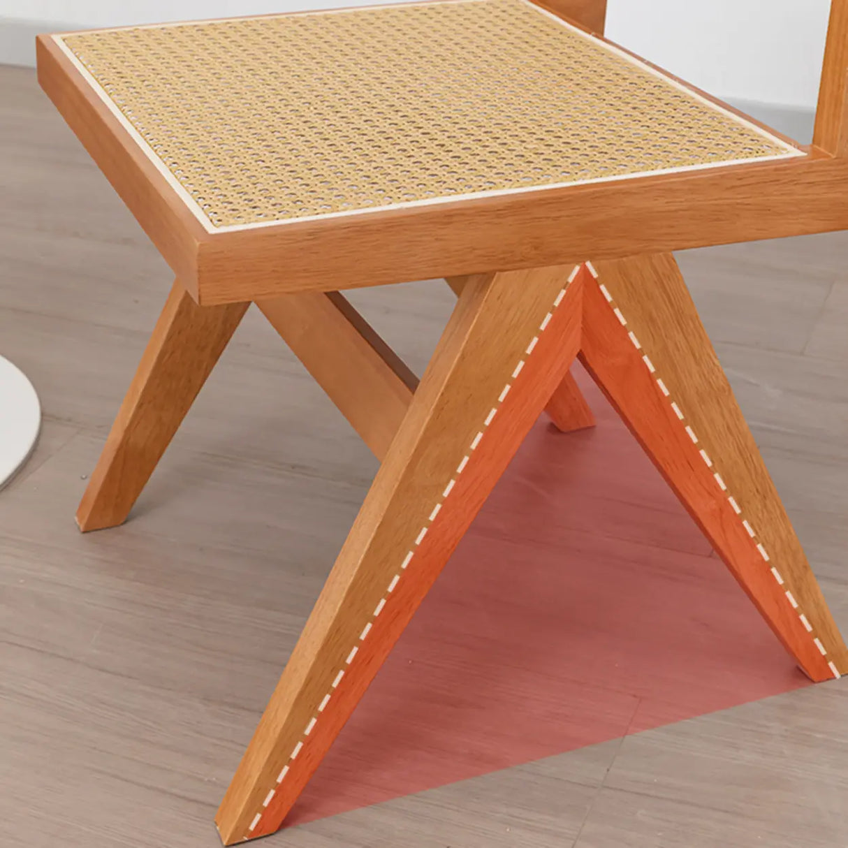 Square Open Back Armless Braided Rope Wood Dining Chair Image - 7