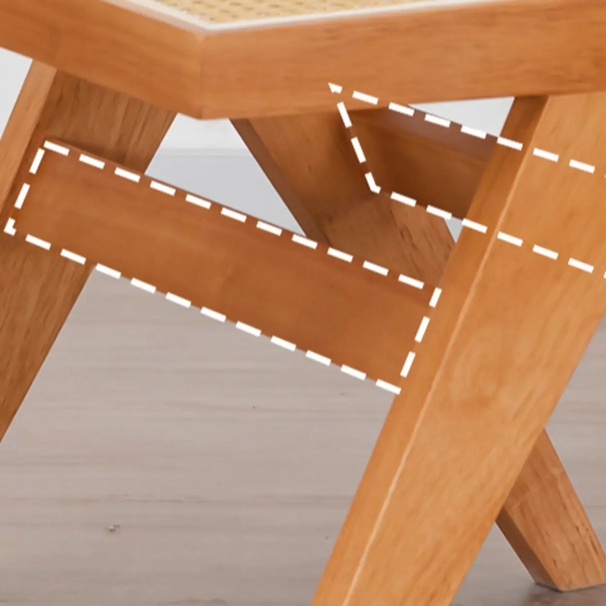 Square Open Back Armless Braided Rope Wood Dining Chair Image - 9