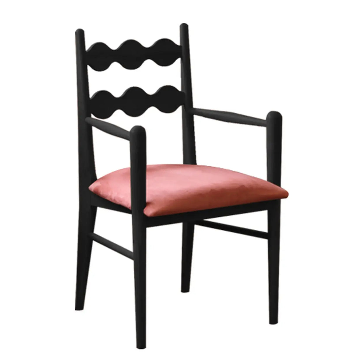 Square Open Wave-Back Wooden Arm Dining Chairs Orange Image - 10