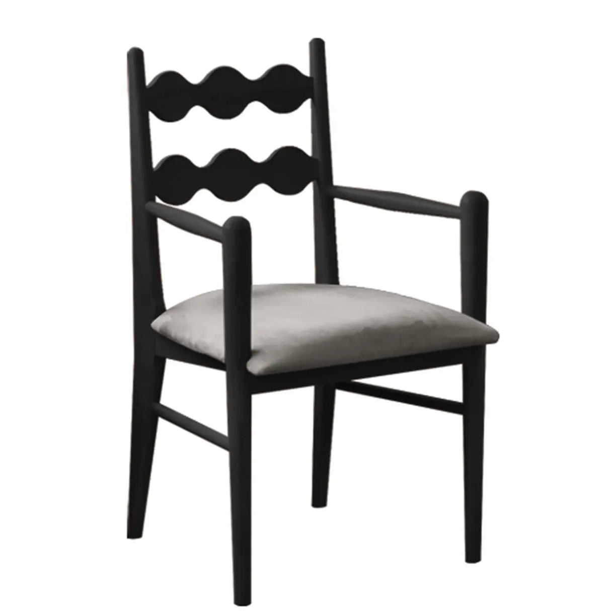 Square Open Wave-Back Wooden Arm Dining Chairs Orange Image - 11