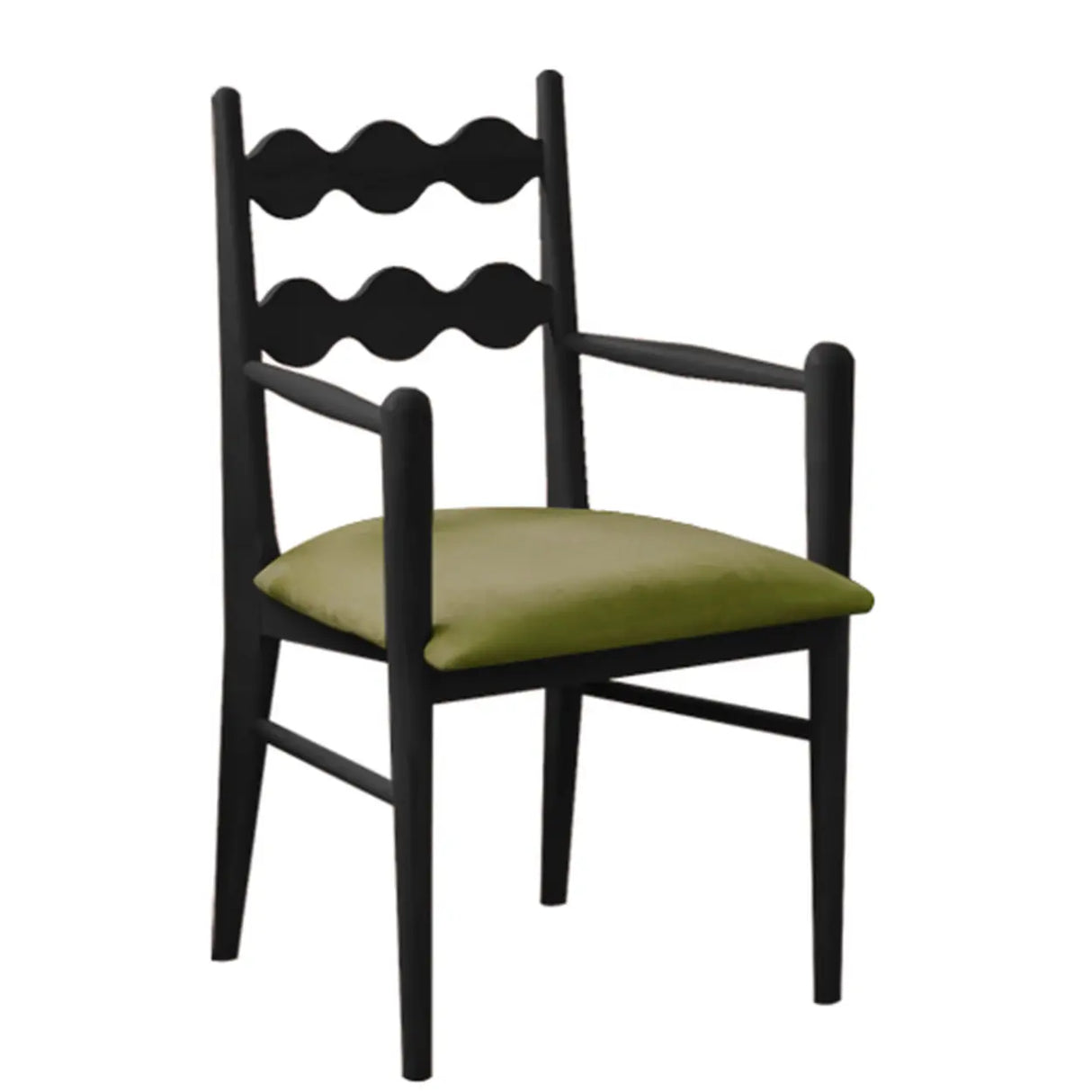 Square Open Wave-Back Wooden Arm Dining Chairs Orange Image - 13