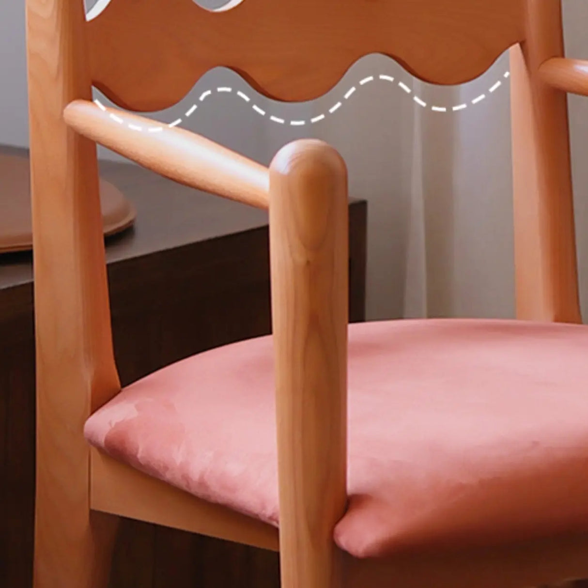 Square Open Wave-Back Wooden Arm Dining Chairs Orange Image - 14