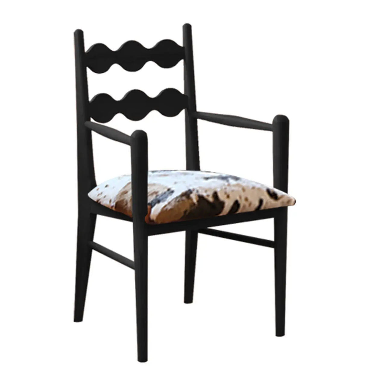 Square Open Wave-Back Wooden Arm Dining Chairs Orange Image - 15