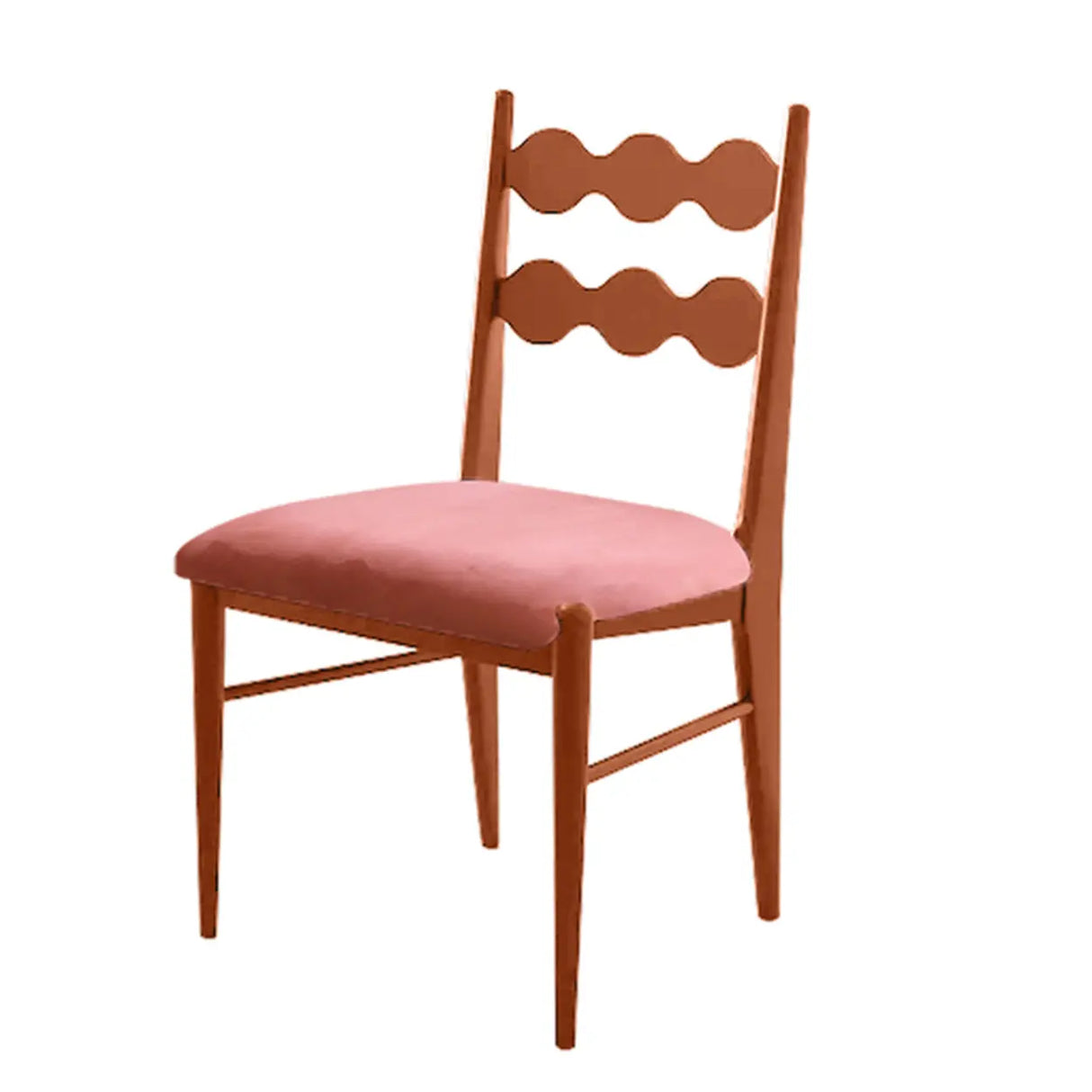 Square Open Wave-Back Wooden Arm Dining Chairs Orange Image - 17