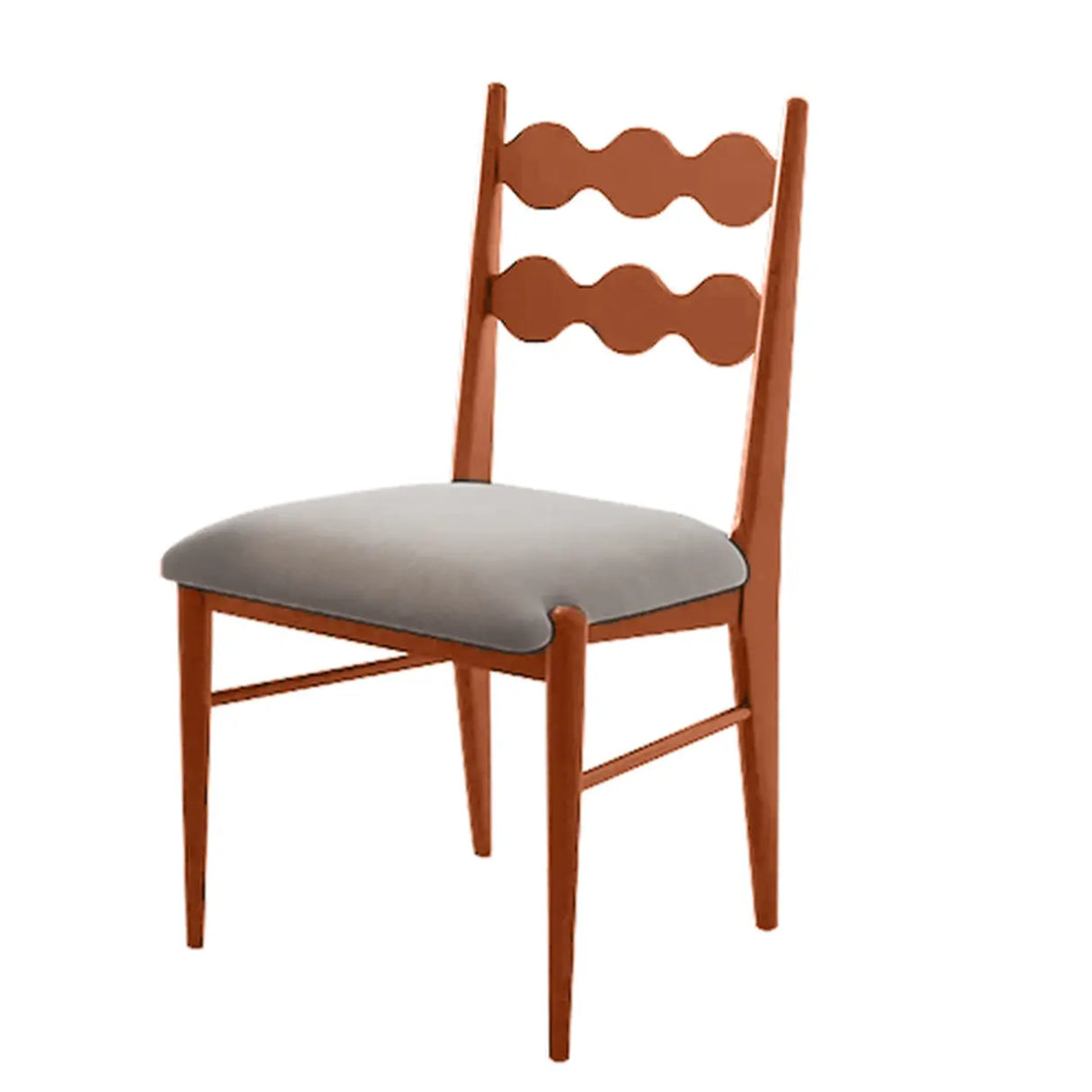 Square Open Wave-Back Wooden Arm Dining Chairs Orange Image - 19