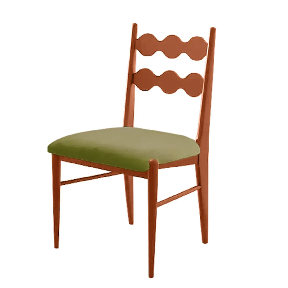 Square Open Wave-Back Wooden Arm Dining Chairs Orange Image - 20