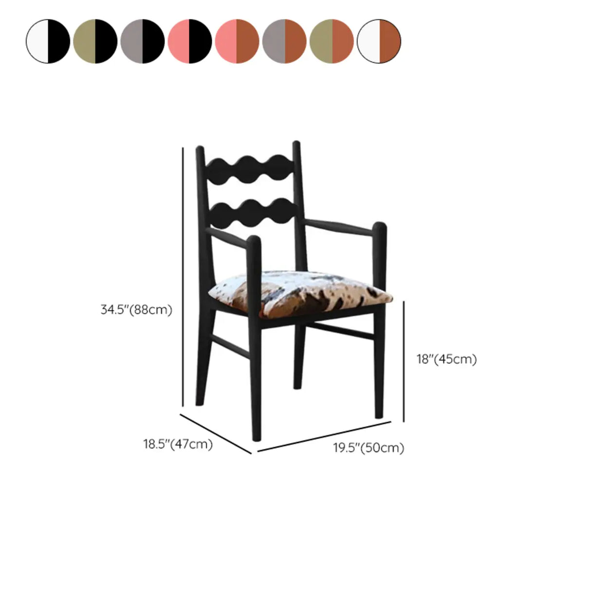 Square Open Wave-Back Wooden Arm Dining Chairs Orange Image - 27