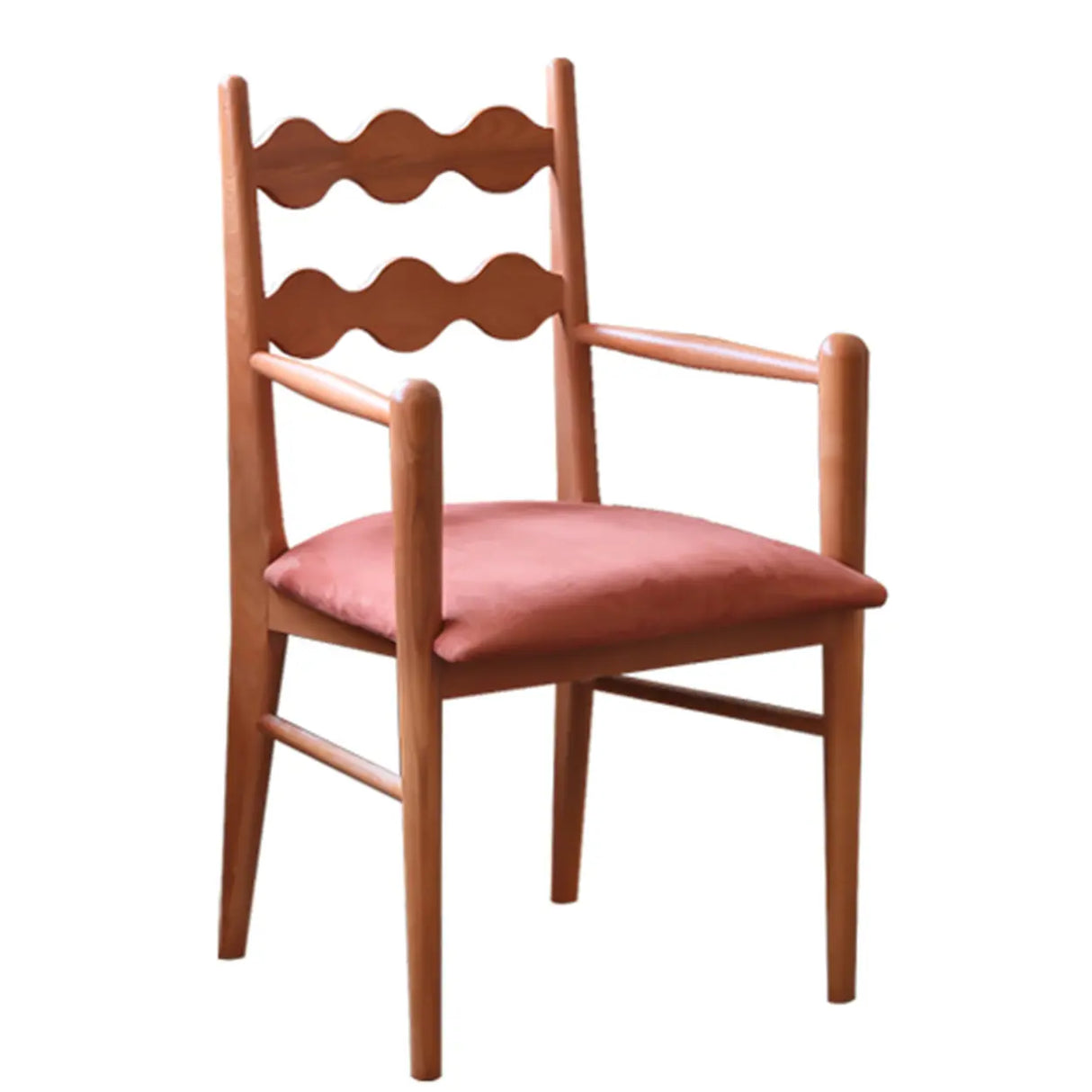 Square Open Wave-Back Wooden Arm Dining Chairs Orange Image - 2