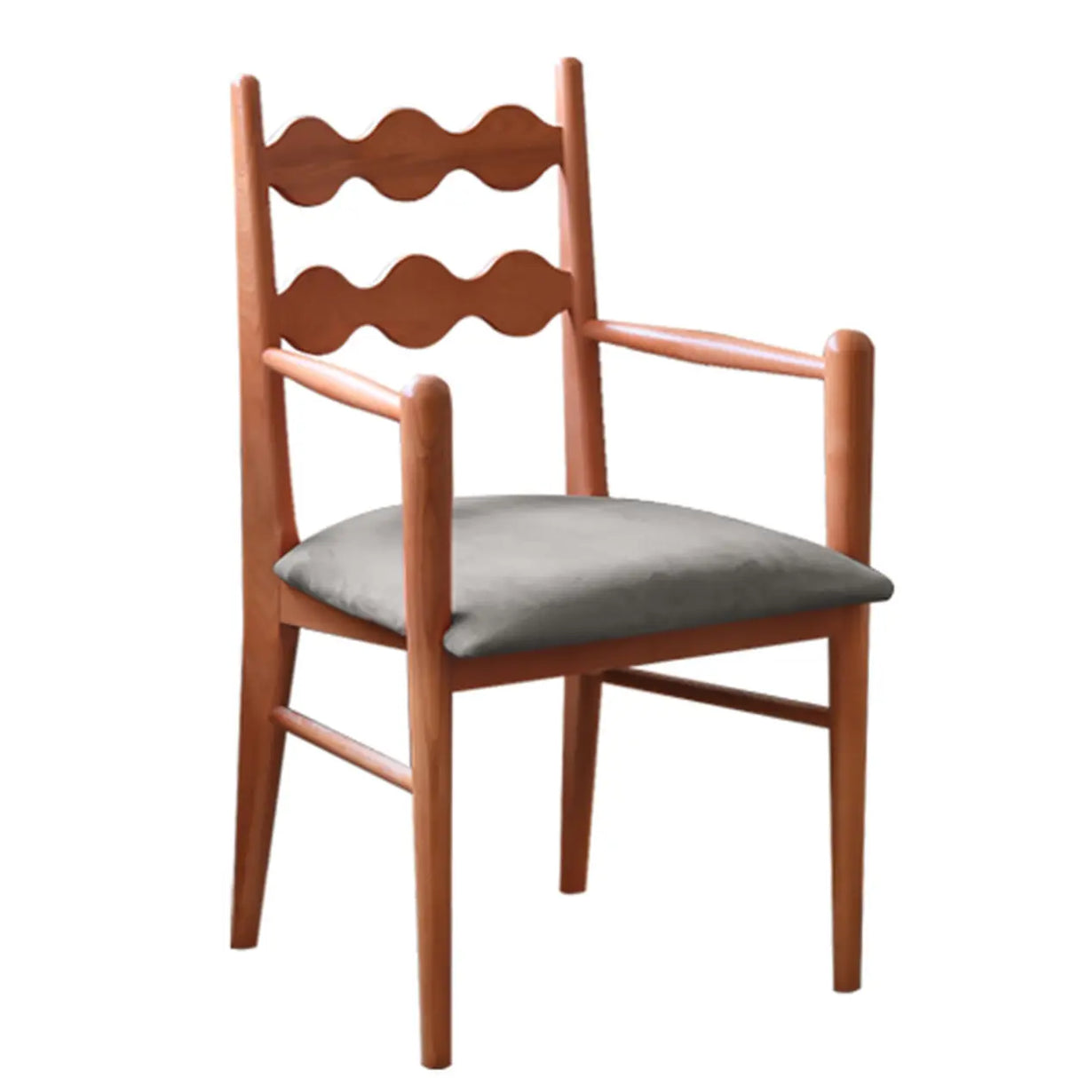 Square Open Wave-Back Wooden Arm Dining Chairs Orange Image - 4