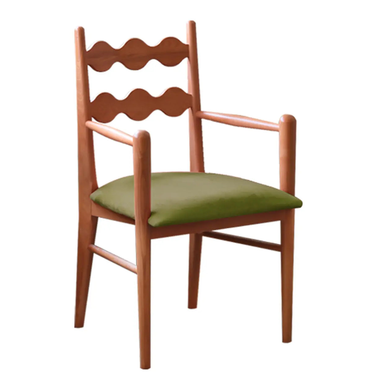 Square Open Wave-Back Wooden Arm Dining Chairs Orange Image - 6