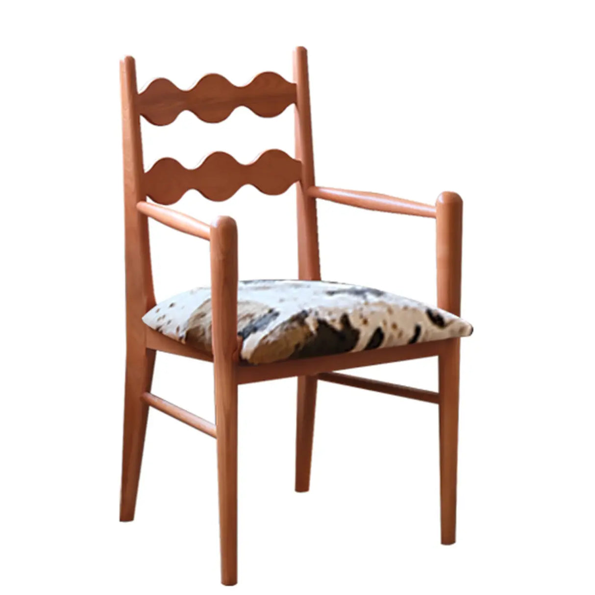 Square Open Wave-Back Wooden Arm Dining Chairs Orange Image - 7