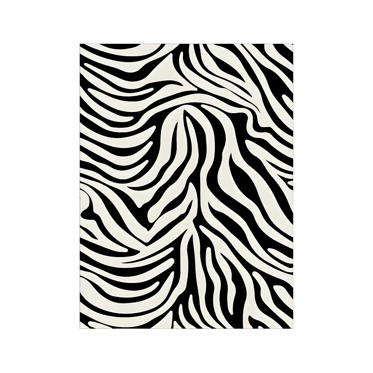 Square Striped Polypropylene Black-White Area Rug Image - 3