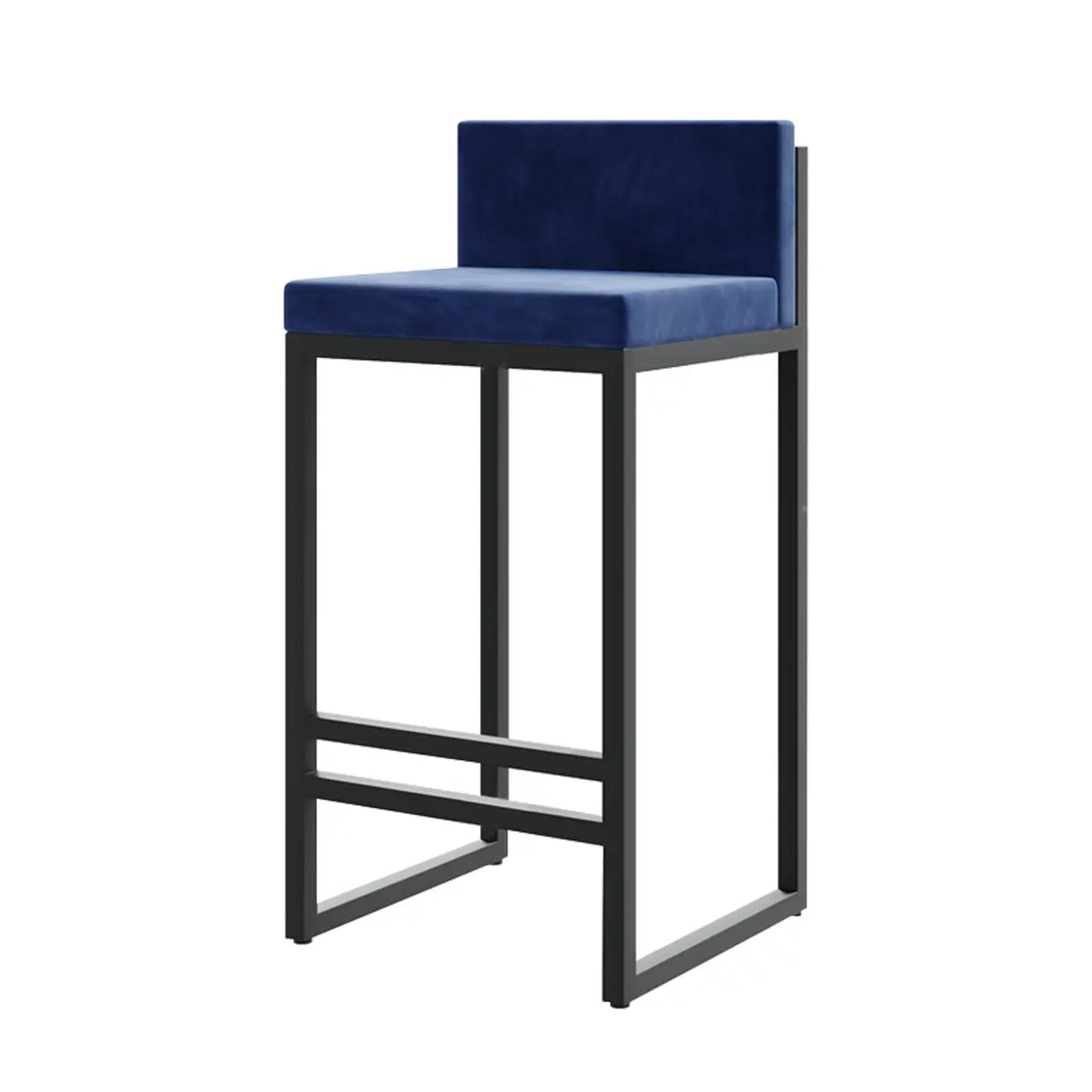 Square Upholstered Metal Sled Bar Stool with Footrest Image - 12