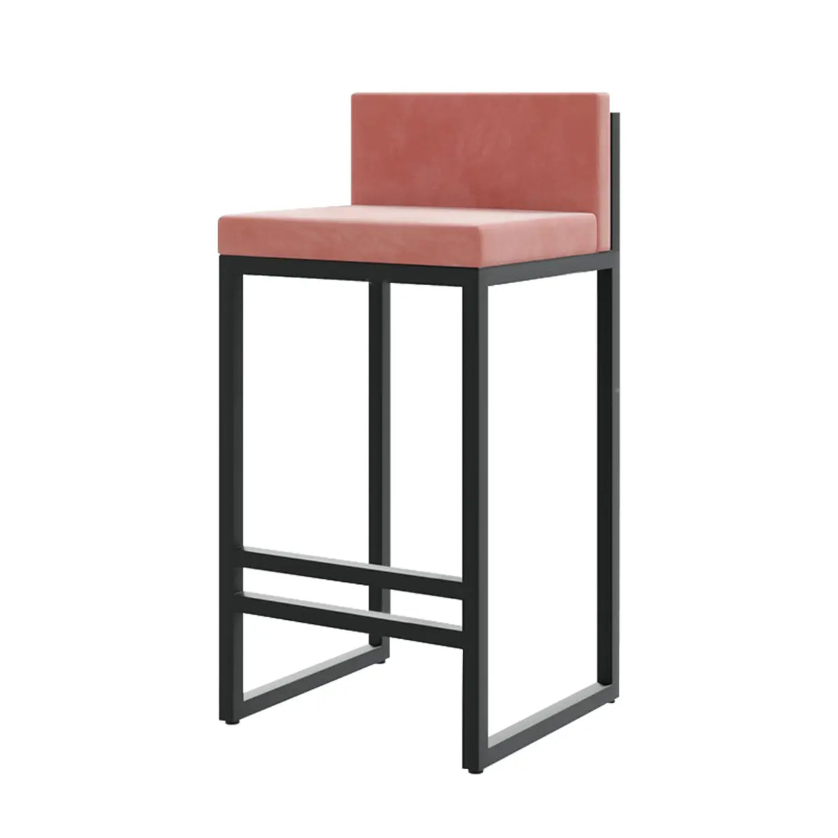 Square Upholstered Metal Sled Bar Stool with Footrest Image - 13