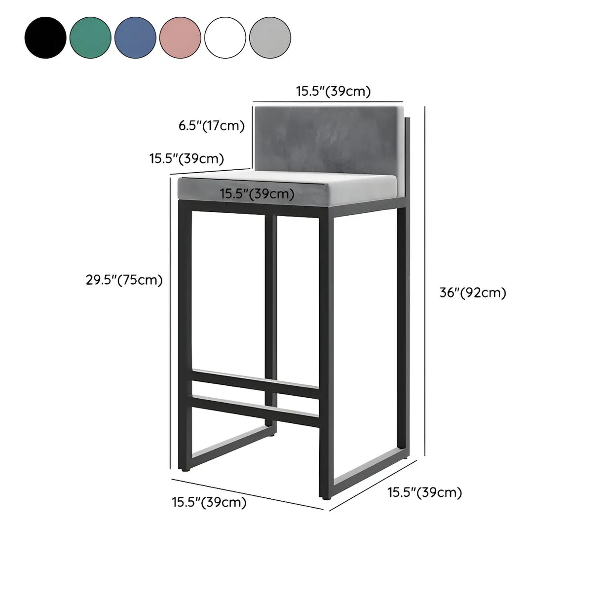 Square Upholstered Metal Sled Bar Stool with Footrest