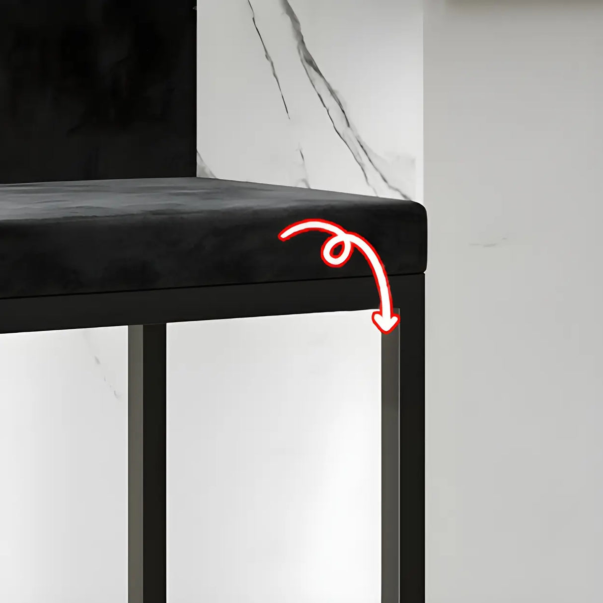 Square Upholstered Metal Sled Bar Stool with Footrest Image - 9