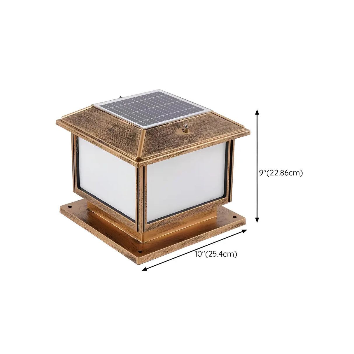 Square Vintage Metal Outdoor Solar Lantern Post Light Image - 15