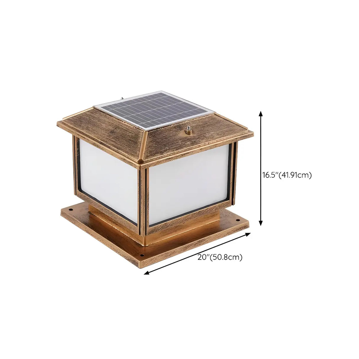 Square Vintage Metal Outdoor Solar Lantern Post Light Image - 18