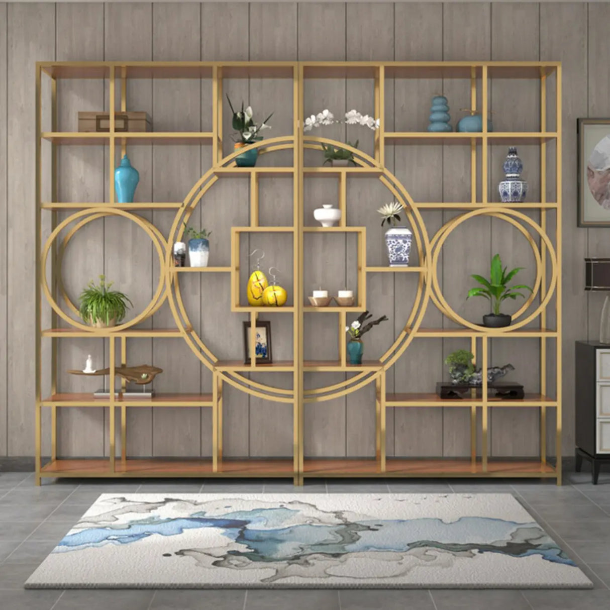 Stable Geometric Metal Wall-Mount Gold Plant Stand Image - 4
