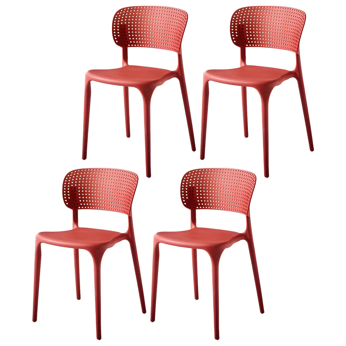 Stackable Minimalist Open Back Side Chair with Four-Leg Image - 11