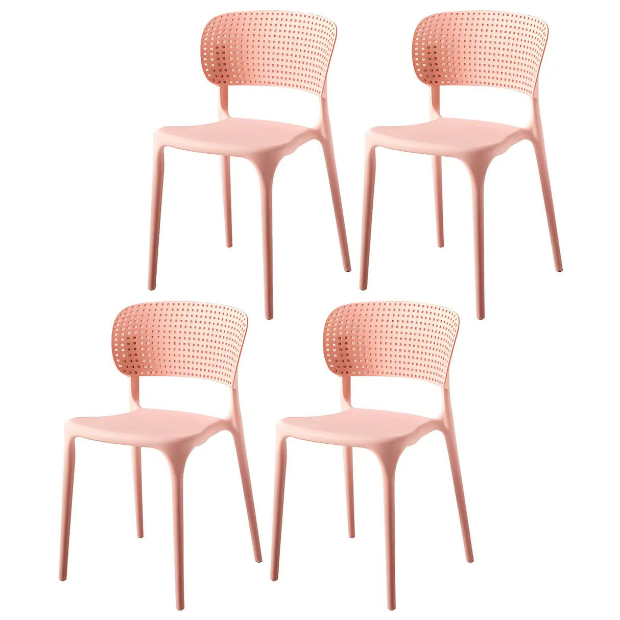 Stackable Minimalist Open Back Side Chair with Four-Leg Image - 28