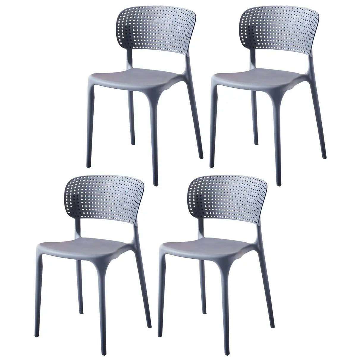 Stackable Minimalist Open Back Side Chair with Four-Leg Image - 31