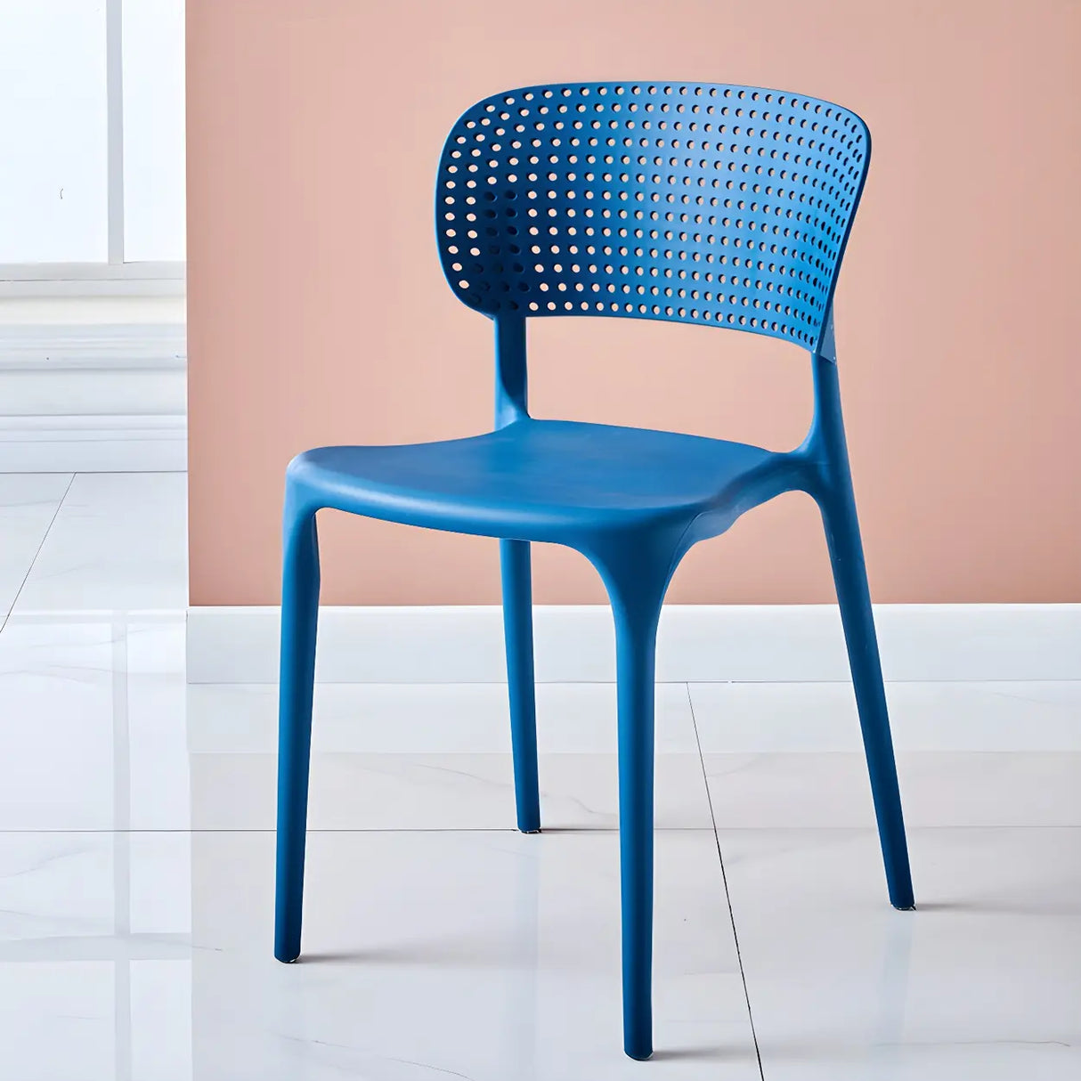 Stackable Minimalist Open Back Side Chair with Four-Leg Image - 32