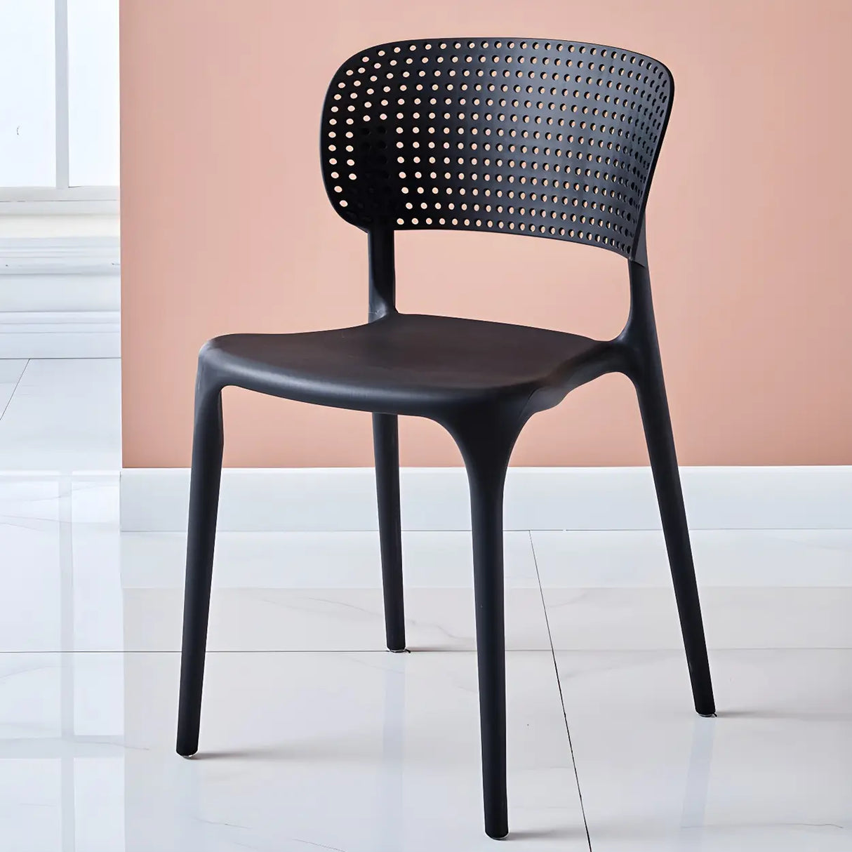 Stackable Minimalist Open Back Side Chair with Four-Leg Image - 2