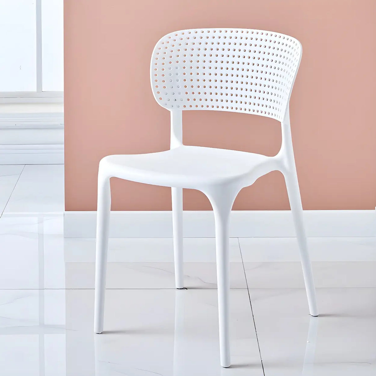 Stackable Minimalist Open Back Side Chair with Four-Leg Image - 20