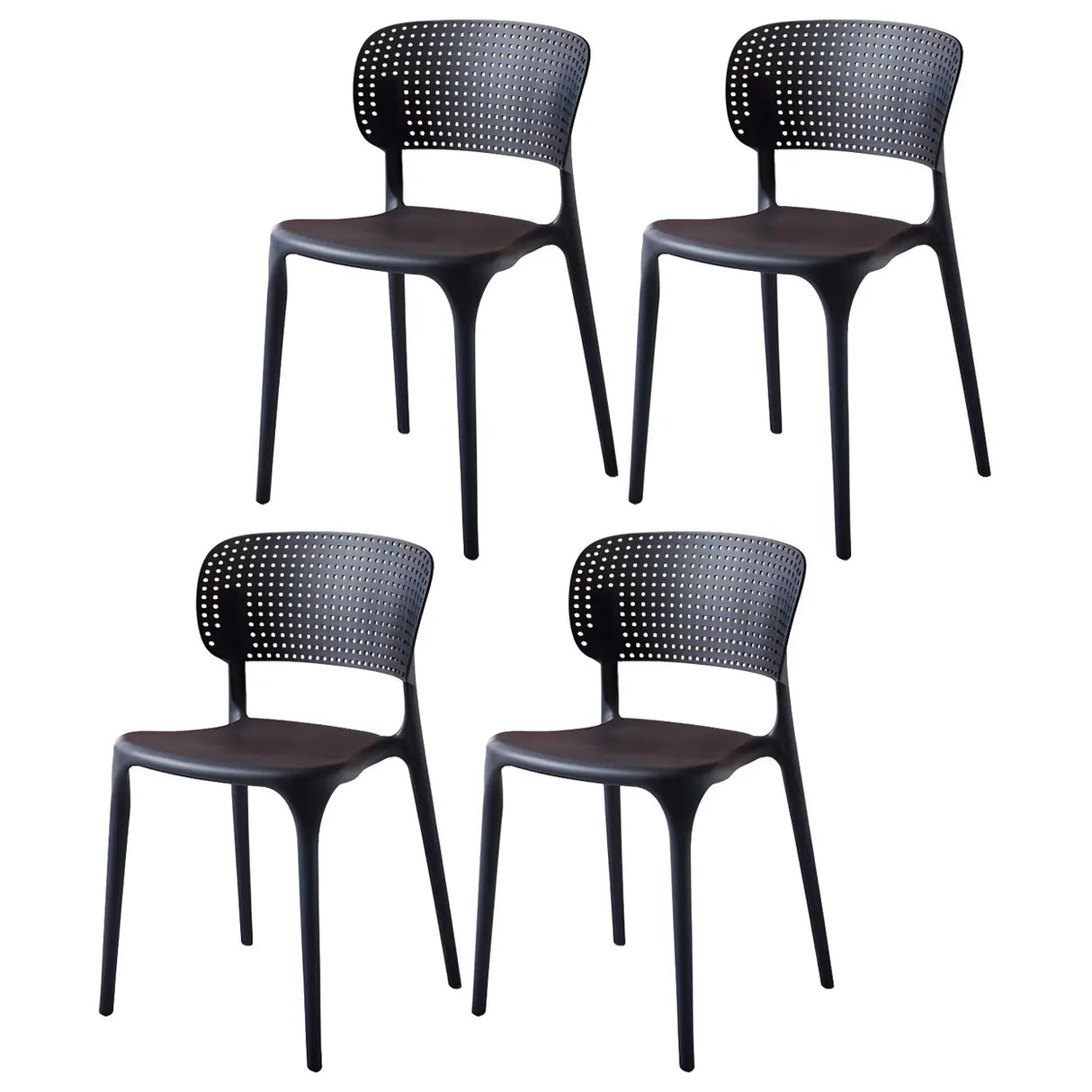 Stackable Minimalist Open Back Side Chair with Four-Leg Image - 5