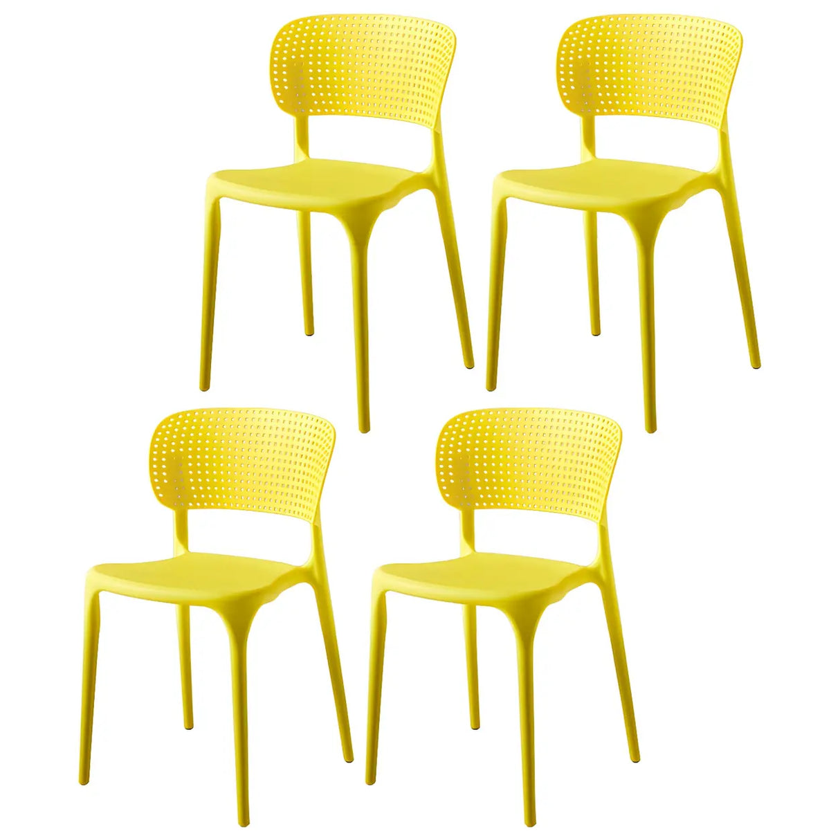 Stackable Minimalist Open Back Side Chair with Four-Leg Image - 25
