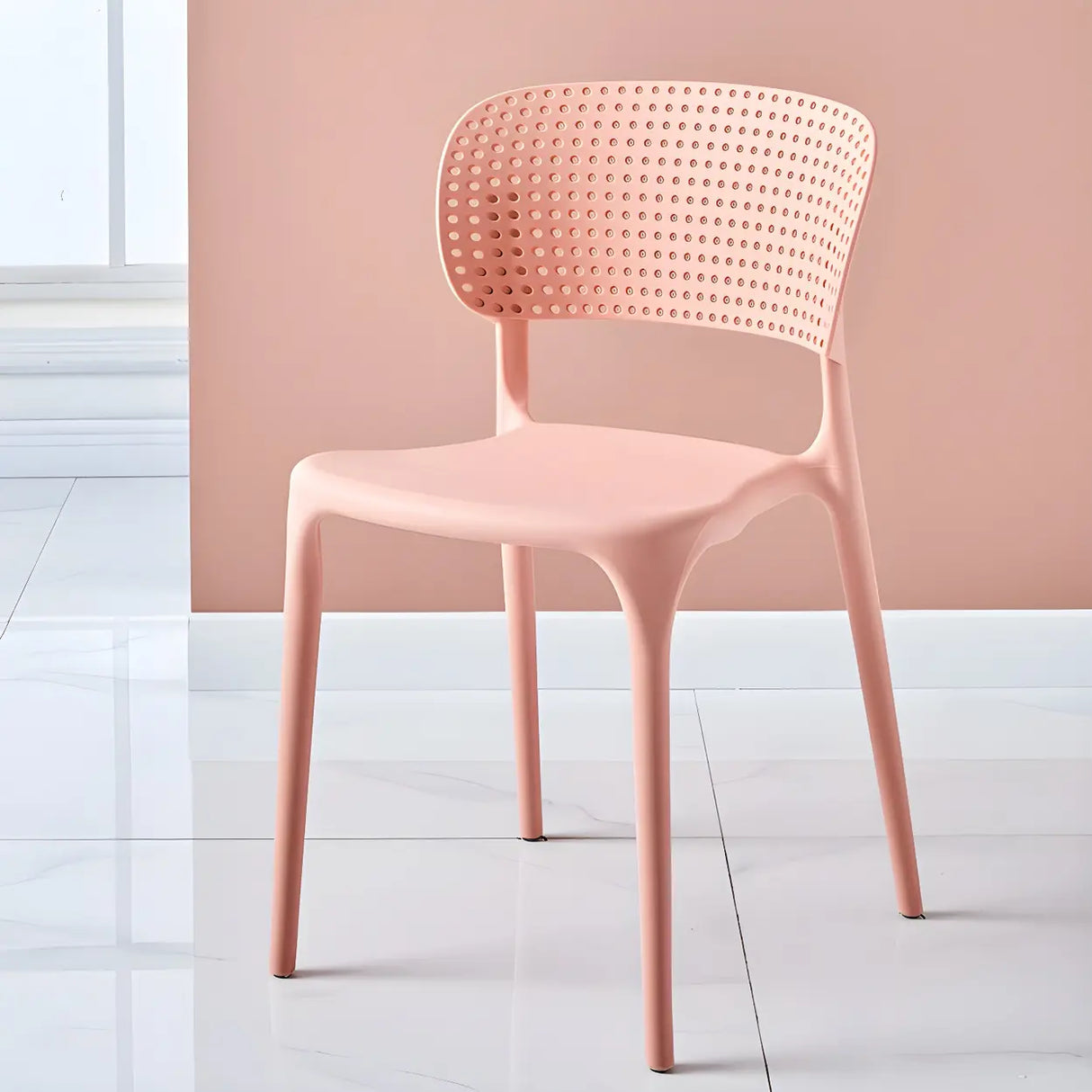 Stackable Minimalist Open Back Side Chair with Four-Leg Image - 26