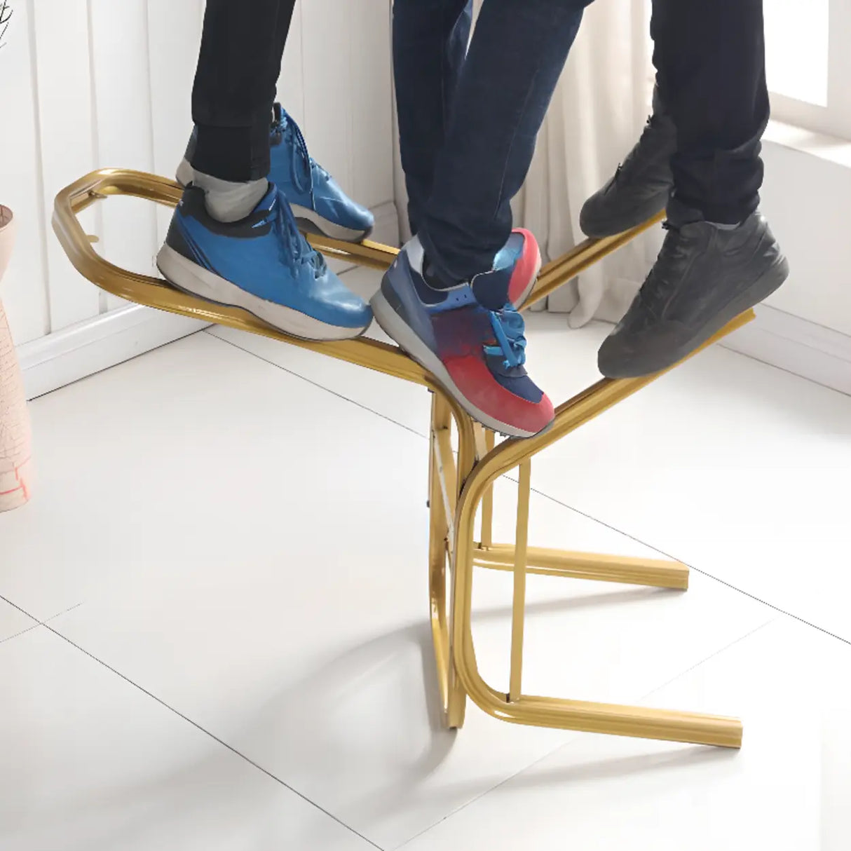 Stackable Print Fabric High Back Metal Dining Chair Image - 4