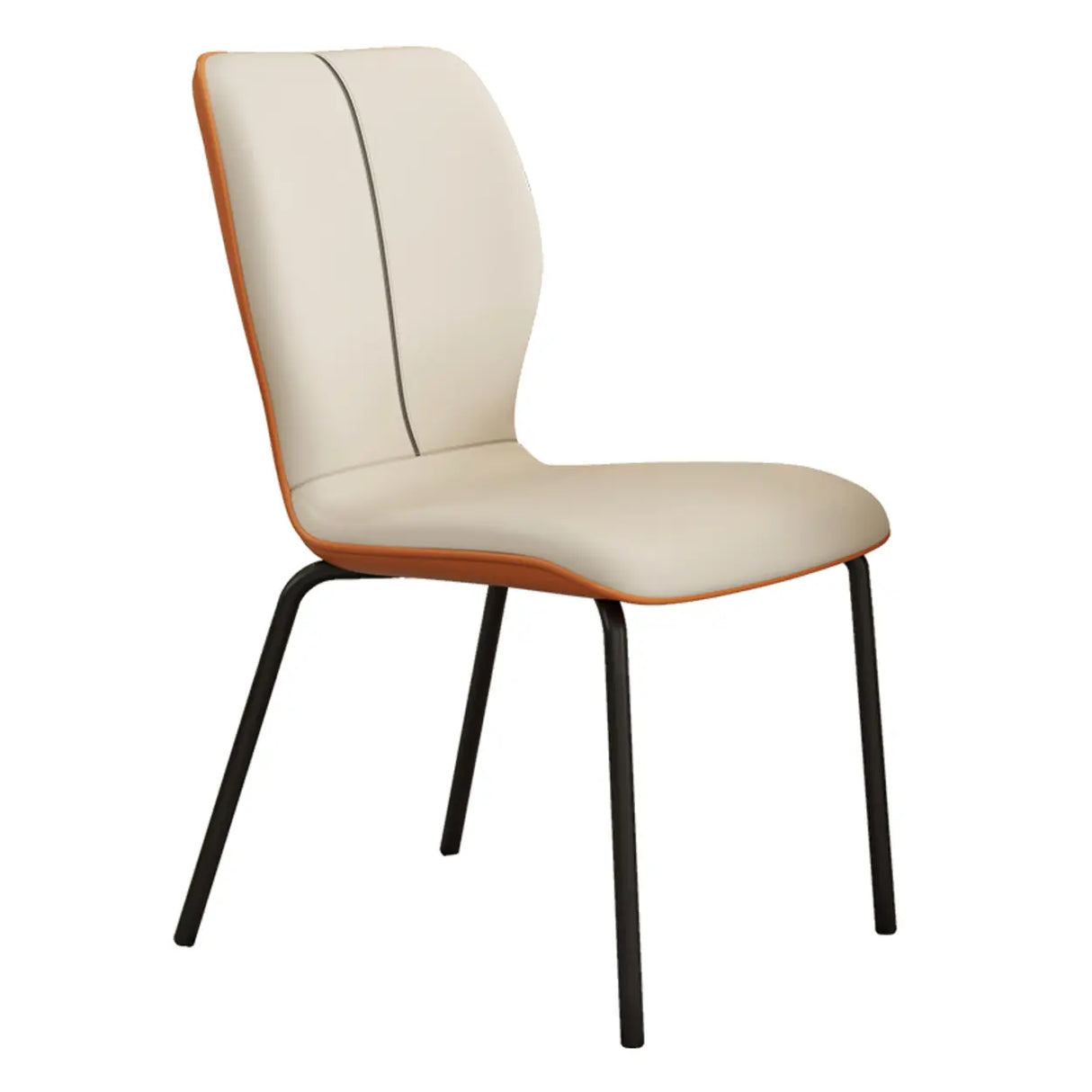 Stackable PU Leather Solid Back Dining Chair with Metal Legs Image - 10