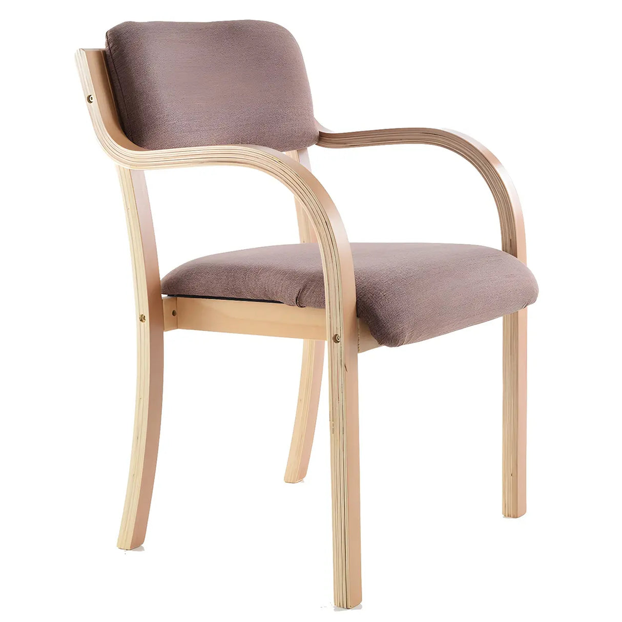 Stackable Upholstered Natural Birch Dining Arm Chair Image - 24