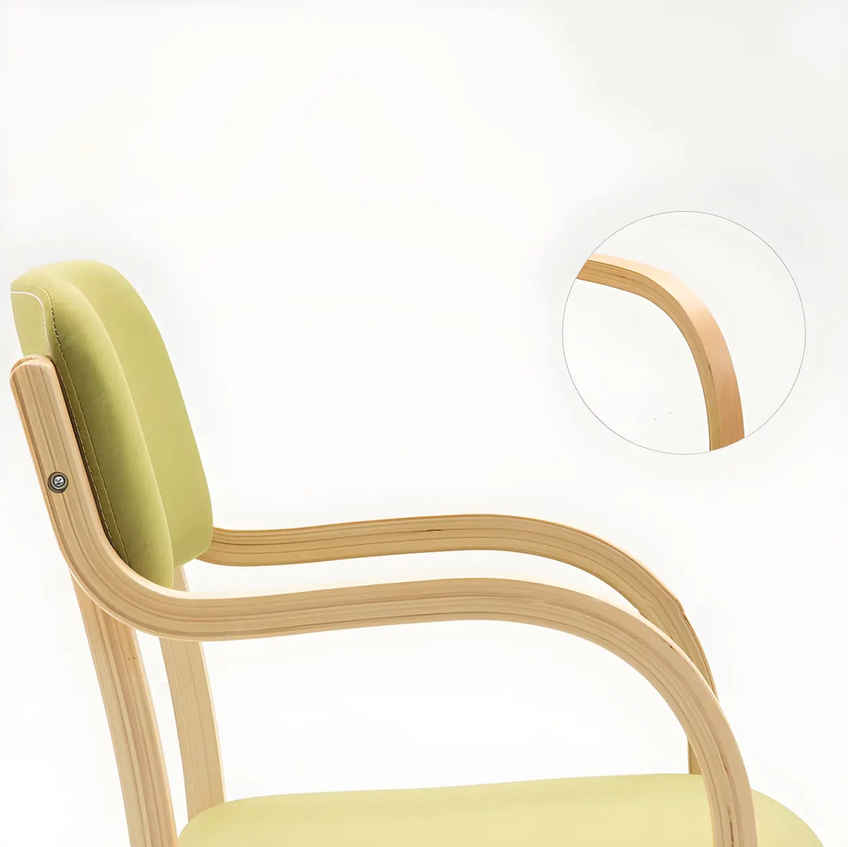 Stackable Upholstered Natural Birch Dining Arm Chair Image - 11