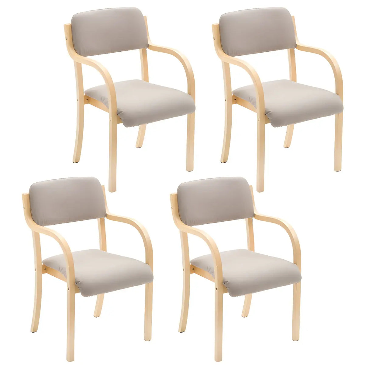 Stackable Upholstered Natural Birch Dining Arm Chair Image - 12