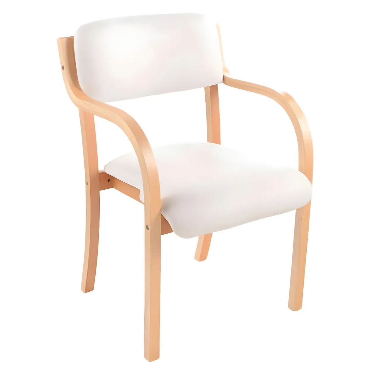 Stackable Upholstered Natural Birch Dining Arm Chair Image - 13