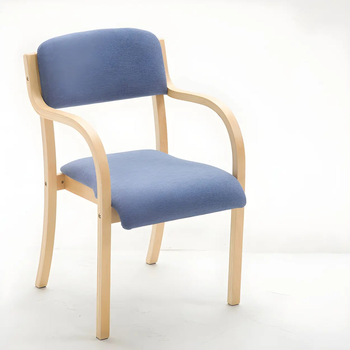 Stackable Upholstered Natural Birch Dining Arm Chair Image - 27